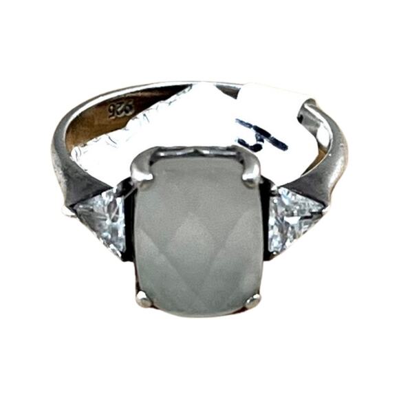 Vintage sterling silver and clear quartz cocktail ring size 7 - Picture 1 of 10